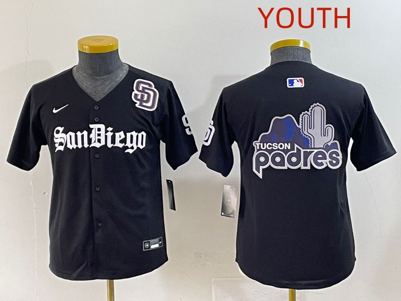 Youth 2025 San Diego Padres Blank Black Five generations Joint Name Nike MLB Jersey style 10->youth mlb jersey->Youth Jersey